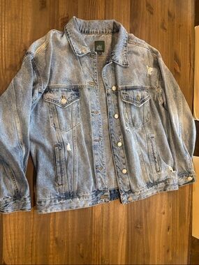wild fable Light Blue Distressed Denim Jacket
